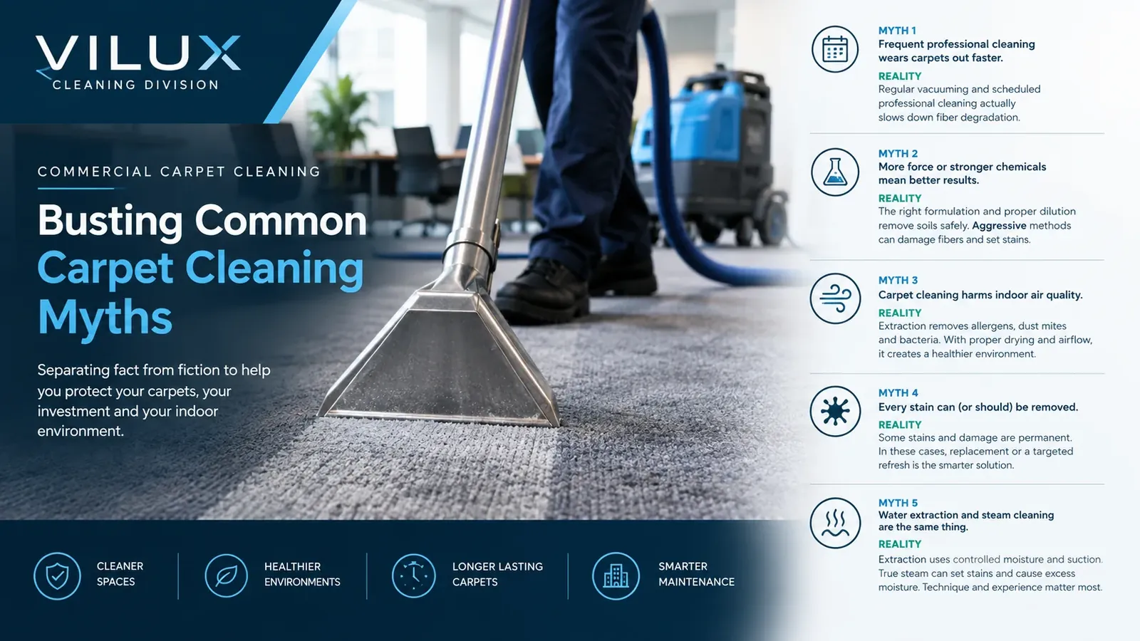 Beyond the Vacuum: Debunking Common Myths About Professional Commercial Carpet Cleaning