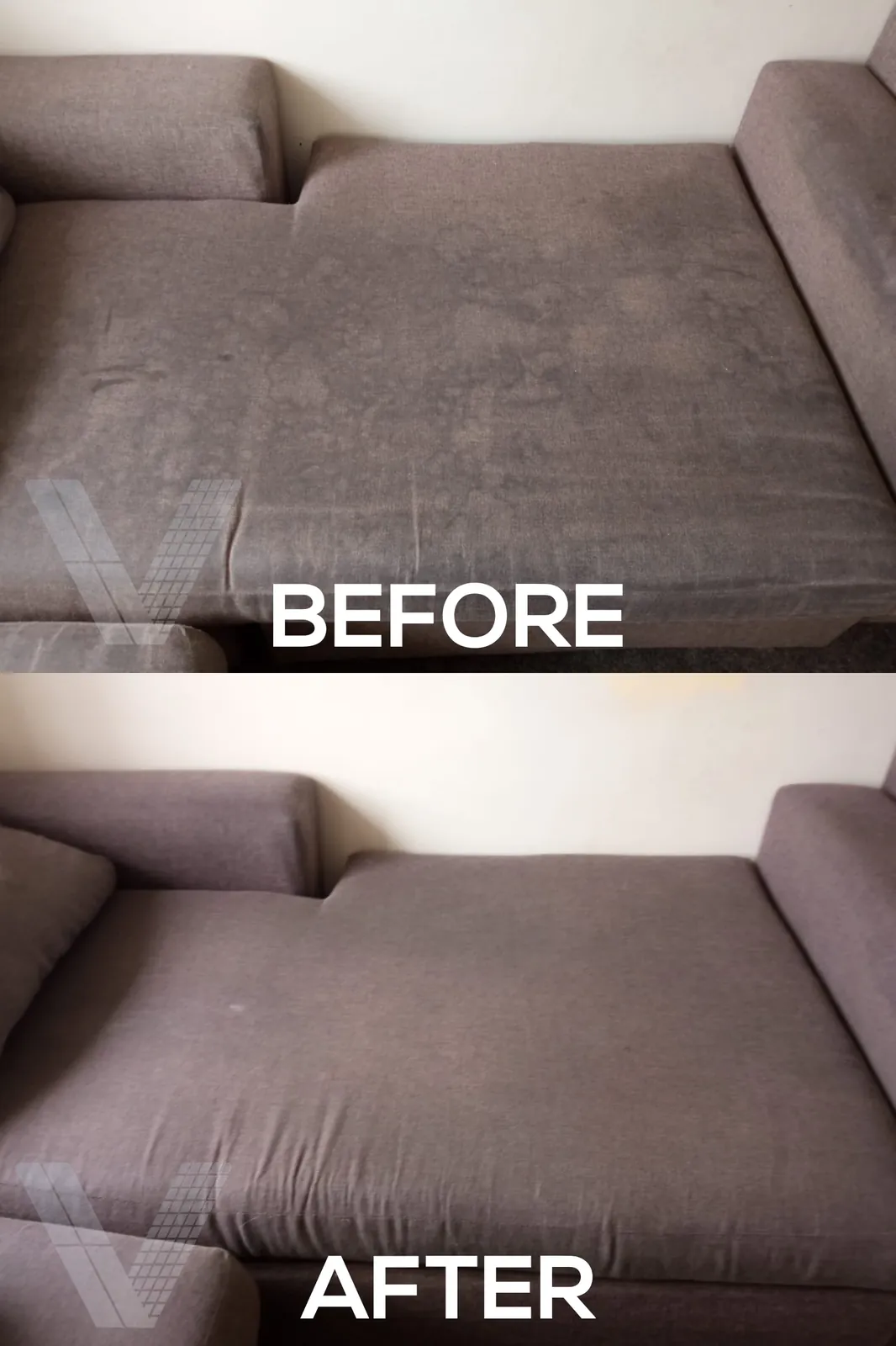 Before and after home upholstery cleaning